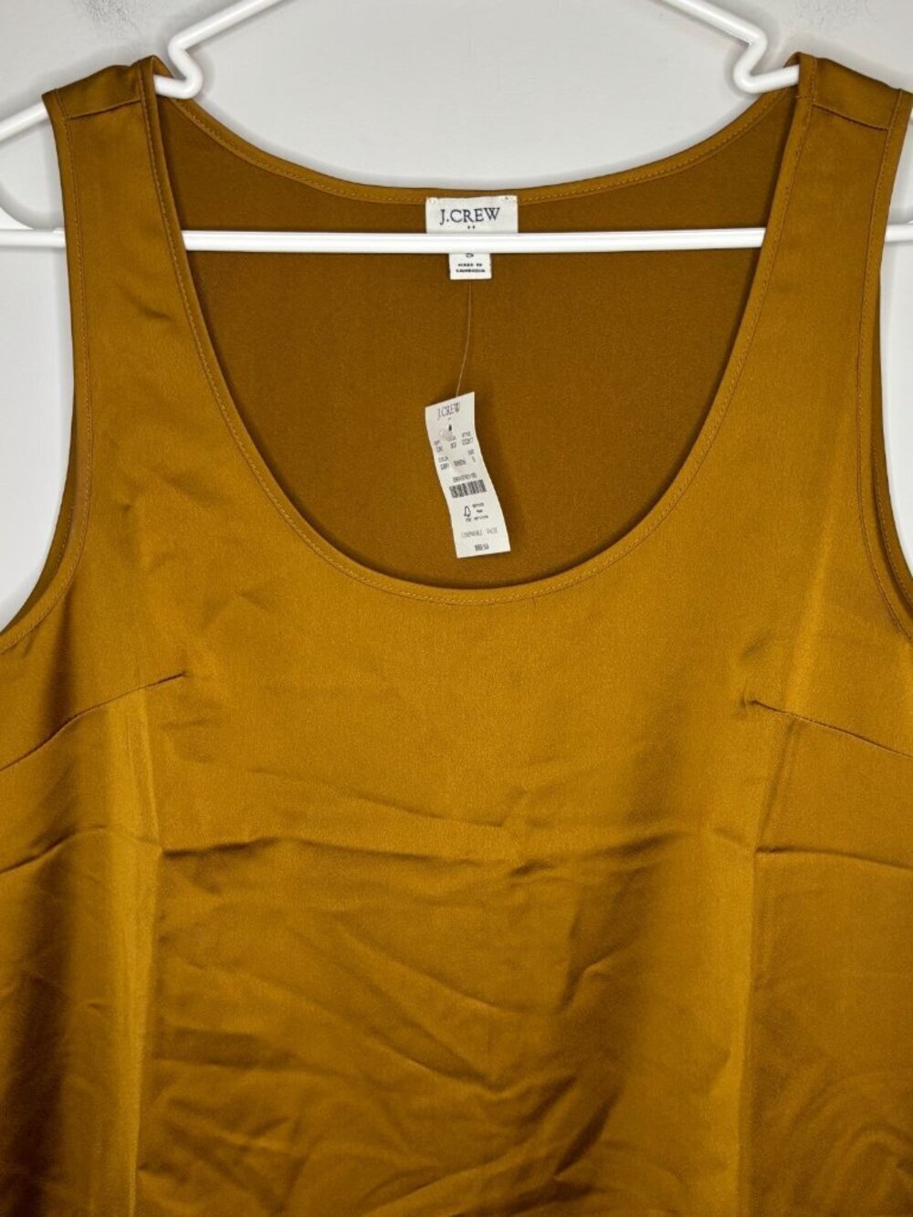 J.CREW NEW Scoop Shell Top Womens S Gold Sleeveless Satin Flowy Lightweight